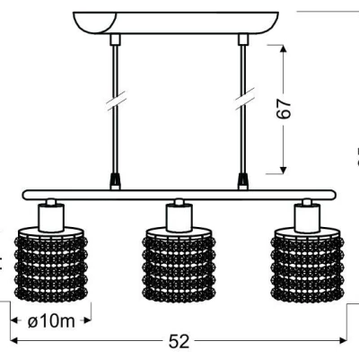 Art deco závěsné osvětlení ROYAL - 3xG9, 40W, chromované / černé