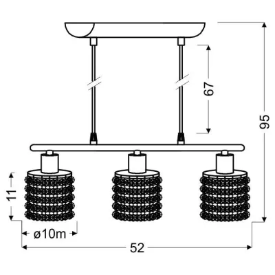Art deco závěsné osvětlení ROYAL - 3xG9, 40W, chromované / černé