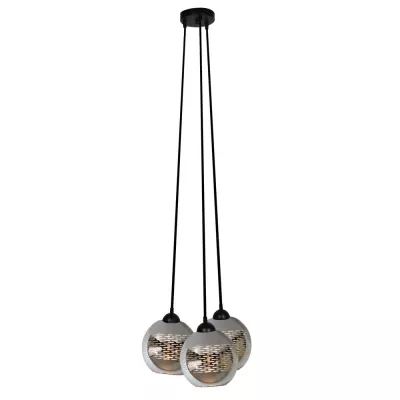 Závěsné moderní osvětlení RUBEAM 2 - 3xE27, 60W, černé / chromované