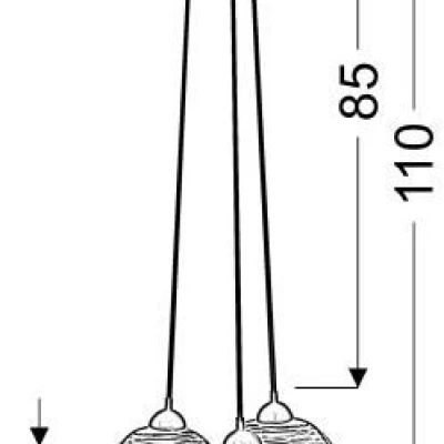 Závěsné moderní osvětlení RUBEAM 2 - 3xE27, 60W, černé / chromované