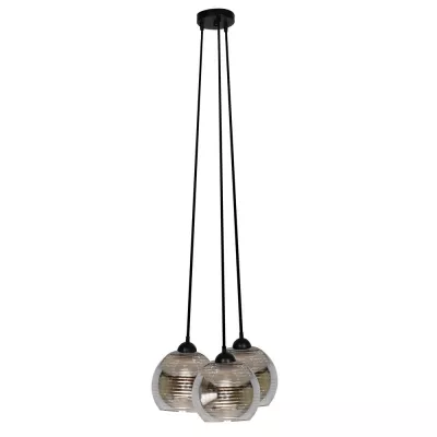 Závěsné moderní osvětlení RUBEAM 1 - 3xE27, 60W, černé / chromované