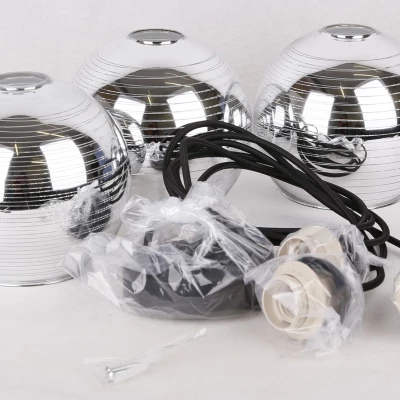 Závěsné moderní osvětlení RUBEAM 1 - 3xE27, 60W, černé / chromované