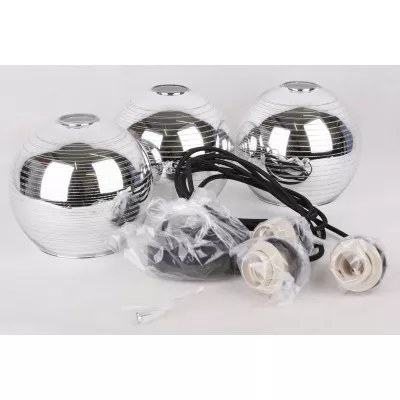 Závěsné moderní osvětlení RUBEAM 1 - 3xE27, 60W, černé / chromované