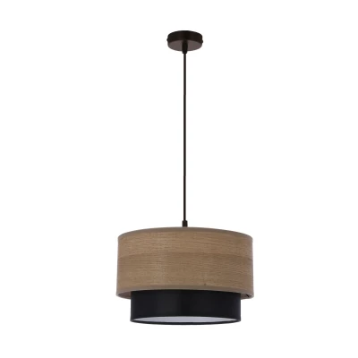 Závěsný kulatý lustr RUBEN - 1xE27, 60W, ořech / černý