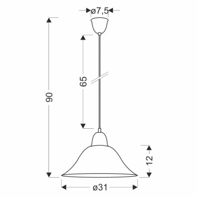 Závěsný lustr RUBI - 1xE27, 60W, patina / bílý
