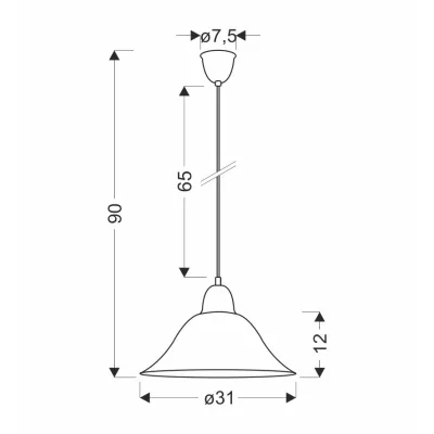 Závěsný lustr RUBI - 1xE27, 60W, patina / bílý