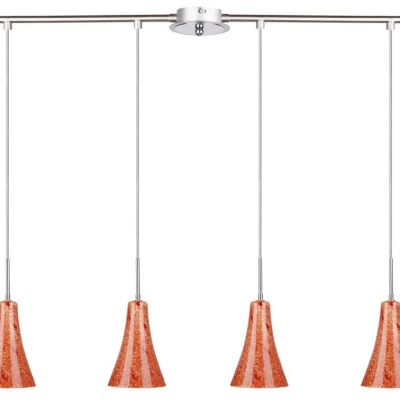 Moderní závěsné osvětlení nad jídelní stůl RUFI - 4xE14, 40W, stříbrné / oranžové