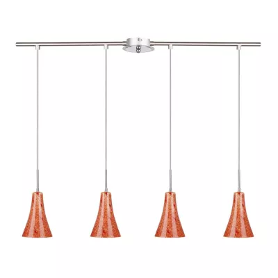 Moderní závěsné osvětlení nad jídelní stůl RUFI - 4xE14, 40W, stříbrné / oranžové