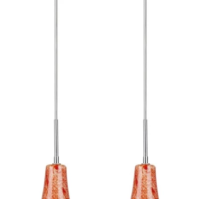 Moderní závěsné osvětlení nad jídelní stůl RUFI - 2xE14, 40W, stříbrné / oranžové