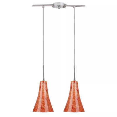 Moderní závěsné osvětlení nad jídelní stůl RUFI - 2xE14, 40W, stříbrné / oranžové