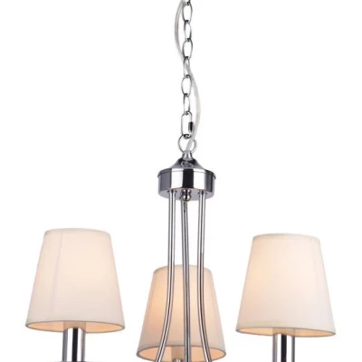 Moderní závěsné tříramenné osvětlení RUTI - 3xE14, 40W, chromované / béžové