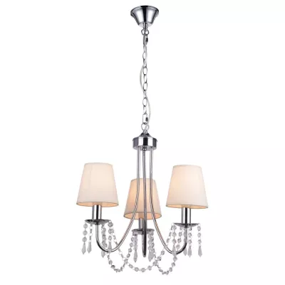 Moderní závěsné tříramenné osvětlení RUTI - 3xE14, 40W, chromované / béžové