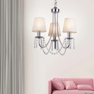 Moderní závěsné tříramenné osvětlení RUTI - 3xE14, 40W, chromované / béžové