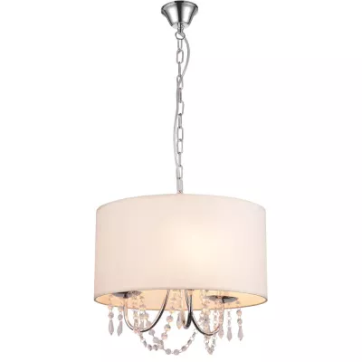 Moderní závěsné osvětlení RUTI - 3xE14, 40W, chromované / béžové