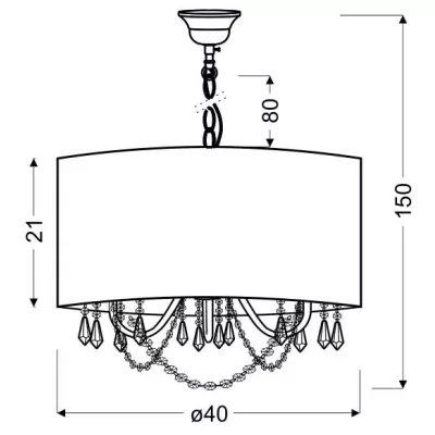 Moderní závěsné osvětlení RUTI - 3xE14, 40W, chromované / béžové
