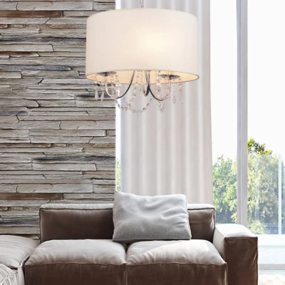 Moderní závěsné osvětlení RUTI - 3xE14, 40W, chromované / béžové