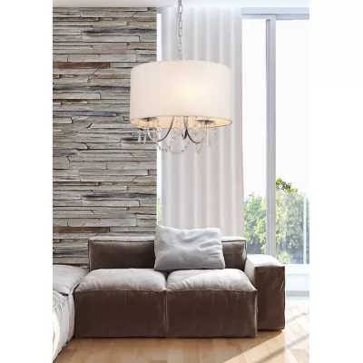 Moderní závěsné osvětlení RUTI - 3xE14, 40W, chromované / béžové