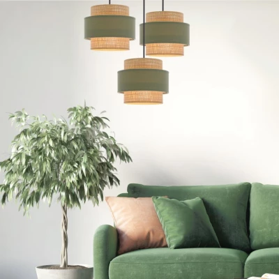 Skandinávské závěsné svítidlo SASSO - 3xE27, 60W, černé / béžové / mátové