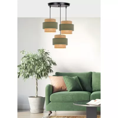 Skandinávské závěsné svítidlo SASSO - 3xE27, 60W, černé / béžové / mátové