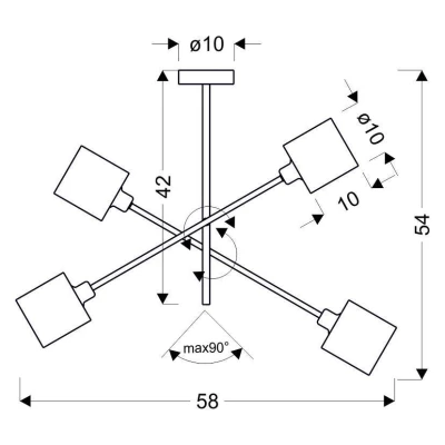 Moderní závěsné osvětlení SAX - 4xE14, 40W, stříbrné