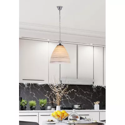 Závěsné moderní osvětlení SCORDIA - 1xE27, 60W, bílé / stříbrné