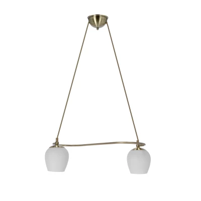 Rustikální závěsné světlo nad jídelní stůl SERANO - 2xE27, 60W, patina / bílé