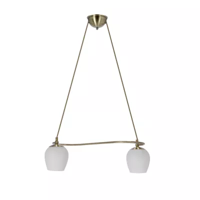 Rustikální závěsné světlo nad jídelní stůl SERANO - 2xE27, 60W, patina / bílé