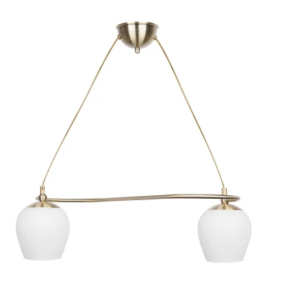 Rustikální závěsné světlo nad jídelní stůl SERANO - 2xE27, 60W, patina / bílé