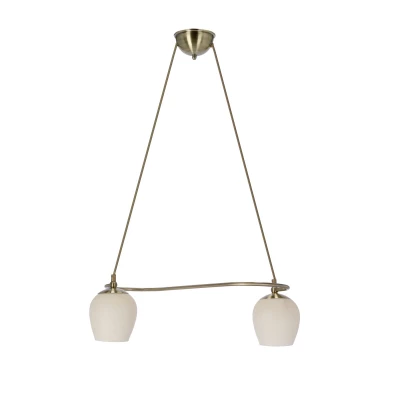 Rustikální závěsné světlo nad jídelní stůl SERANO - 2xE27, 60W, patina / krémové