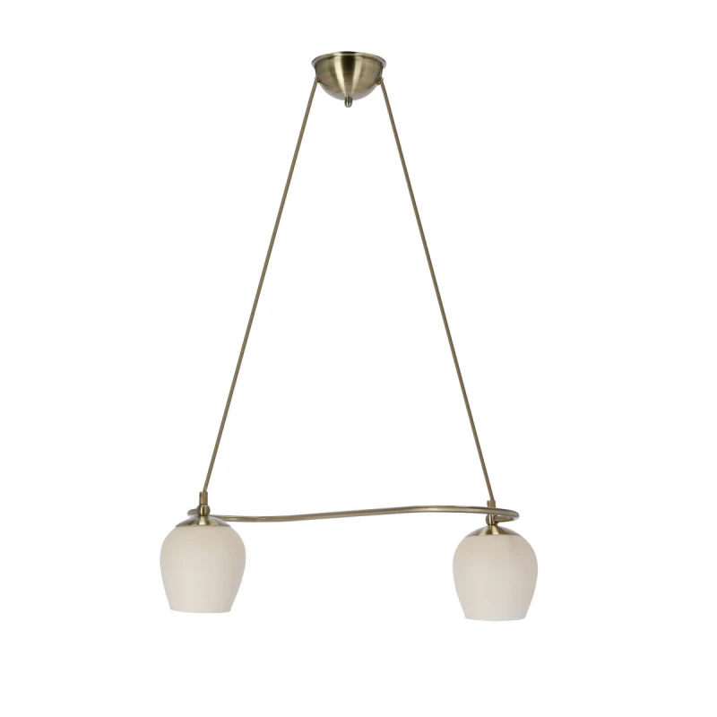 Rustikální závěsné světlo nad jídelní stůl SERANO - 2xE27, 60W, patina / krémové