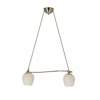 Rustikální závěsné světlo nad jídelní stůl SERANO - 2xE27, 60W, patina / krémové