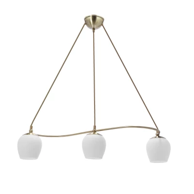 Rustikální závěsné světlo nad jídelní stůl SERANO - 3xE27, 60W, patina / bílé