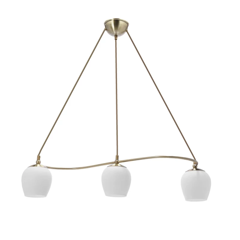 Rustikální závěsné světlo nad jídelní stůl SERANO - 3xE27, 60W, patina / bílé