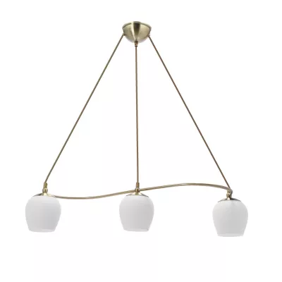 Rustikální závěsné světlo nad jídelní stůl SERANO - 3xE27, 60W, patina / bílé