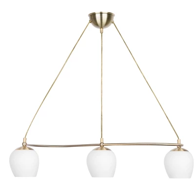 Rustikální závěsné světlo nad jídelní stůl SERANO - 3xE27, 60W, patina / bílé