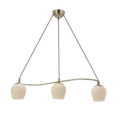 Rustikální závěsné světlo nad jídelní stůl SERANO - 3xE27, 60W, patina / krémové