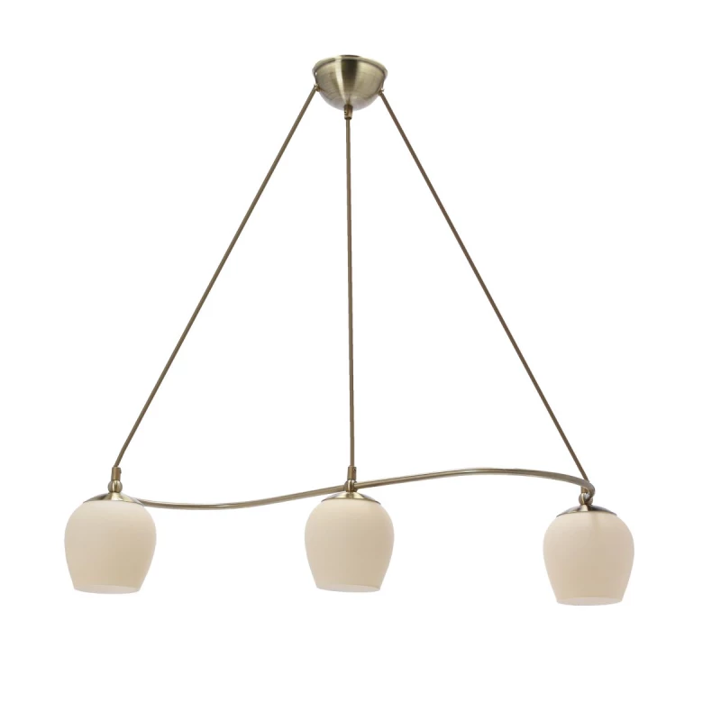 Rustikální závěsné světlo nad jídelní stůl SERANO - 3xE27, 60W, patina / krémové