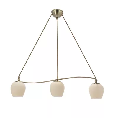 Rustikální závěsné světlo nad jídelní stůl SERANO - 3xE27, 60W, patina / krémové