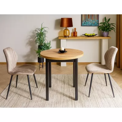 Kulatý jídelní stůl ANTHONY - dub artisan / černý