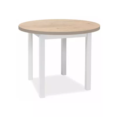 Kulatý jídelní stůl ANTHONY - dub lancelot / bílý