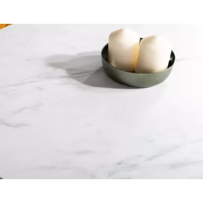 Malý kulatý jídelní stůl PALMIRO - bílý mramor / černý