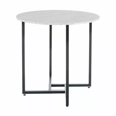 Malý kulatý jídelní stůl PALMIRO - bílý mramor / černý