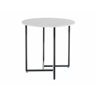 Malý kulatý jídelní stůl PALMIRO - bílý mramor / černý