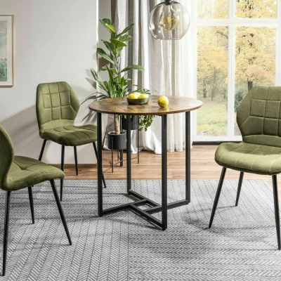 Malý kulatý jídelní stůl PALMIRO - hnědý / černý