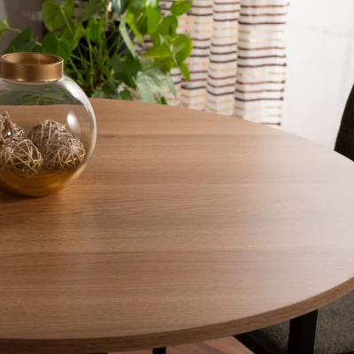 Malý kulatý jídelní stůl PALMIRO - dub / černý