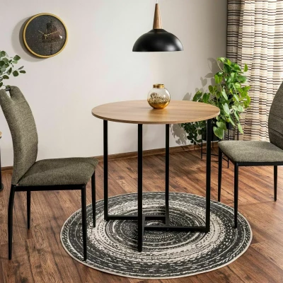 Malý kulatý jídelní stůl PALMIRO - dub / černý