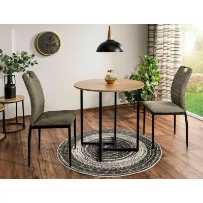 Malý kulatý jídelní stůl PALMIRO - dub / černý