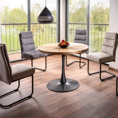 Malý kulatý jídelní stůl EDIN - ořech / černý