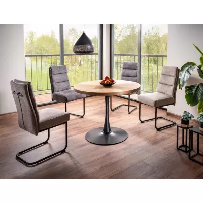 Malý kulatý jídelní stůl EDIN - ořech / černý