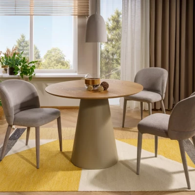 Malý kulatý jídelní stůl ARLO - dub / kašmír